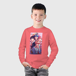 Лонгслив хлопковый детский BTS pink style, цвет: коралловый — фото 2