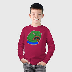 Лонгслив хлопковый детский Лягушонок Пепе рептилоид, цвет: маджента — фото 2