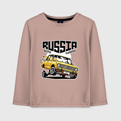 Лонгслив хлопковый детский Russia tuning car, цвет: пыльно-розовый