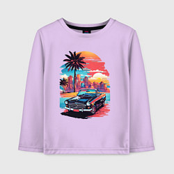 Лонгслив хлопковый детский Автомобиль на пляже, цвет: лаванда