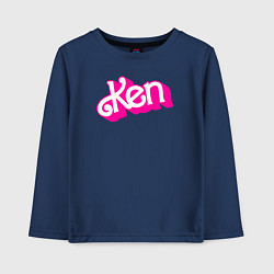 Лонгслив хлопковый детский Логотип розовый Кен, цвет: тёмно-синий