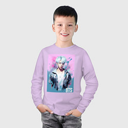 Лонгслив хлопковый детский BTS pink style, цвет: лаванда — фото 2