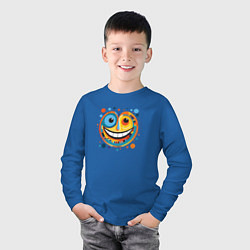 Лонгслив хлопковый детский Ритмичный cмайлик, цвет: синий — фото 2