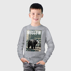 Лонгслив хлопковый детский Москва - Россия - медведь, цвет: меланж — фото 2
