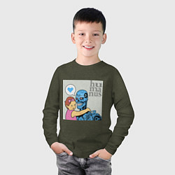 Лонгслив хлопковый детский Гуманизм, цвет: меланж-хаки — фото 2