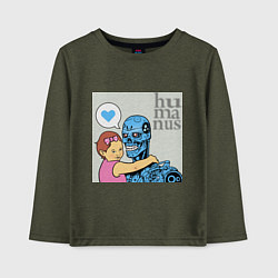 Лонгслив хлопковый детский Гуманизм, цвет: меланж-хаки