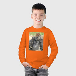 Лонгслив хлопковый детский Горилла во внимании, цвет: оранжевый — фото 2
