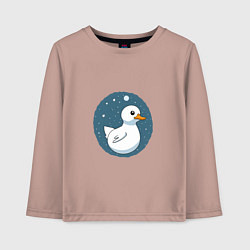 Лонгслив хлопковый детский Утка в космосе, цвет: пыльно-розовый