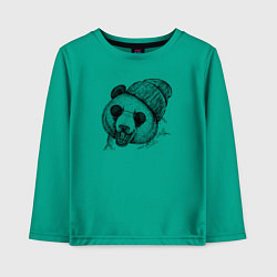 Лонгслив хлопковый детский Панда хипстер, цвет: зеленый