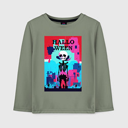 Детский лонгслив Funny skeleton - pop art - pixels halloween