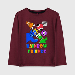 Лонгслив хлопковый детский Rainbow Friends персонажи, цвет: меланж-бордовый