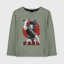 Лонгслив хлопковый детский Фушигуро, цвет: авокадо