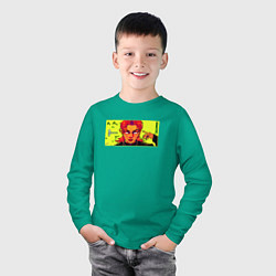 Лонгслив хлопковый детский Хван Хён Джин - Stray Kids, цвет: зеленый — фото 2