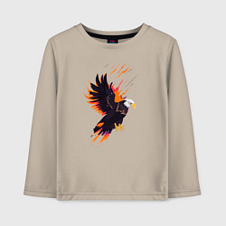 Лонгслив хлопковый детский Орел парящая птица абстракция, цвет: миндальный