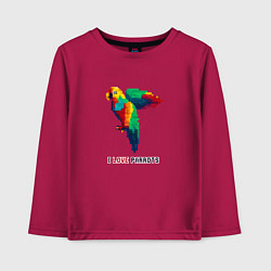 Лонгслив хлопковый детский Пиксель попугай, цвет: маджента
