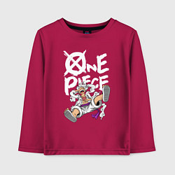 Лонгслив хлопковый детский One piece - Луффи гир 5, цвет: маджента
