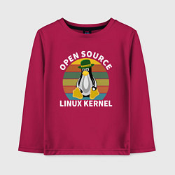 Лонгслив хлопковый детский Пингвин ядро линукс, цвет: маджента