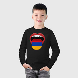 Лонгслив хлопковый детский Armenian lips, цвет: черный — фото 2