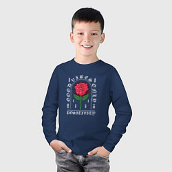 Лонгслив хлопковый детский Японская роза, цвет: тёмно-синий — фото 2