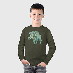 Лонгслив хлопковый детский Magic elephant, цвет: меланж-хаки — фото 2
