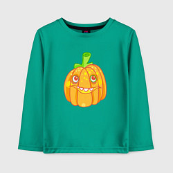 Лонгслив хлопковый детский Веселая тыква: для вечеринки на Хэллоуин, цвет: зеленый