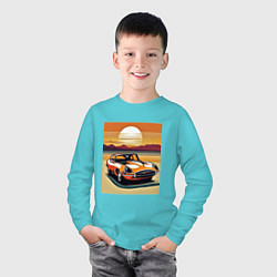 Лонгслив хлопковый детский Авто Ягуар, цвет: бирюзовый — фото 2