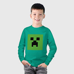 Лонгслив хлопковый детский Minecraft creeper face, цвет: зеленый — фото 2