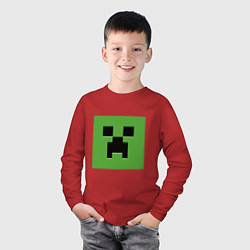 Лонгслив хлопковый детский Minecraft creeper face, цвет: красный — фото 2