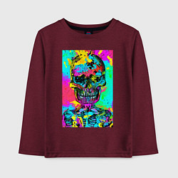 Лонгслив хлопковый детский Cool skull - pop art - vogue, цвет: меланж-бордовый