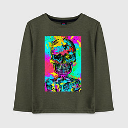 Лонгслив хлопковый детский Cool skull - pop art - vogue, цвет: меланж-хаки