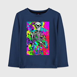 Лонгслив хлопковый детский Funny skeleton - pop art, цвет: тёмно-синий