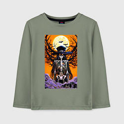 Лонгслив хлопковый детский Cool witch - halloween - neural network, цвет: авокадо