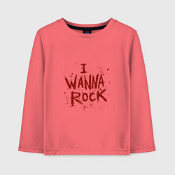 Лонгслив хлопковый детский I Wanna Rock - Я хочу зажигать, цвет: коралловый