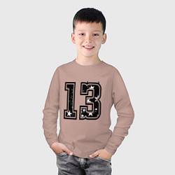 Лонгслив хлопковый детский Год рождения номер регион 13 тринадцать, цвет: пыльно-розовый — фото 2