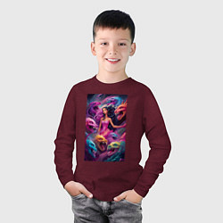 Лонгслив хлопковый детский Ведьма среди оборотней - хэллоуин, цвет: меланж-бордовый — фото 2