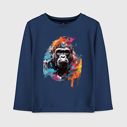 Лонгслив хлопковый детский Граффити с гориллой, цвет: тёмно-синий