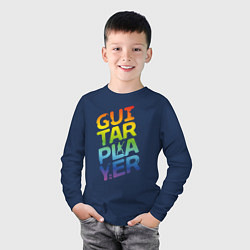 Лонгслив хлопковый детский MoMo - Guitar player спектр, цвет: тёмно-синий — фото 2