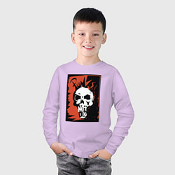 Лонгслив хлопковый детский Punks skull, цвет: лаванда — фото 2