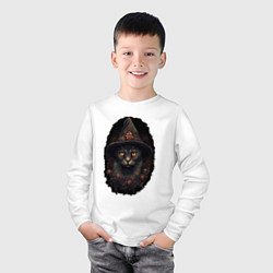 Лонгслив хлопковый детский Кот в шляпе ведьмы, цвет: белый — фото 2