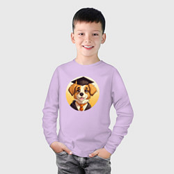 Лонгслив хлопковый детский Собачка-ученик, цвет: лаванда — фото 2