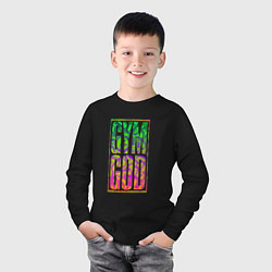 Лонгслив хлопковый детский Gym god, цвет: черный — фото 2