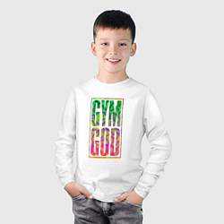 Лонгслив хлопковый детский Gym god, цвет: белый — фото 2