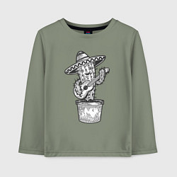 Лонгслив хлопковый детский Кактус с гитарой, цвет: авокадо