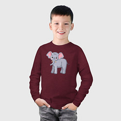 Лонгслив хлопковый детский Сute elephant, цвет: меланж-бордовый — фото 2