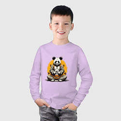 Лонгслив хлопковый детский Панда на медитации, цвет: лаванда — фото 2