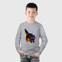 Лонгслив хлопковый детский Глюк кот - Technical Glitch, цвет: меланж — фото 2