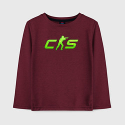 Лонгслив хлопковый детский CS2 green logo, цвет: меланж-бордовый