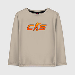 Лонгслив хлопковый детский CS 2 orange logo, цвет: миндальный