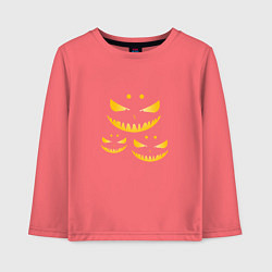 Лонгслив хлопковый детский Хэллоуин страшные улыбки, цвет: коралловый