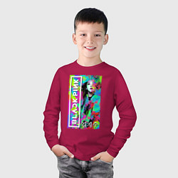 Лонгслив хлопковый детский Ким Джису - блэк пинк - музыка, цвет: маджента — фото 2